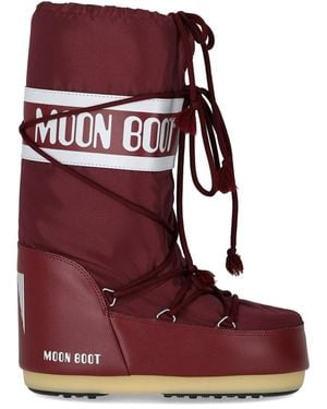 Moon Boot Icon Nylon Burgundy Snow Boot - Red