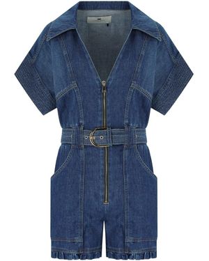 Elisabetta Franchi Mono entero corto denim - Azul
