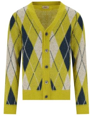 Bob Cardigan À Losanges Taylor Vert Acide - Jaune