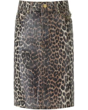Ganni Denim Animalier Skirt - Grey