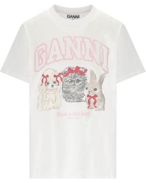 Ganni Animals Basic T-Shirt - White