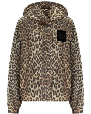 Ganni Animal Print Nylon Jacket - Brown