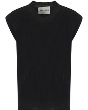 Amaranto Amaránto Gebreid Vest - Zwart
