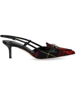 Elisabetta Franchi And Tartan Slingback Pump - Black