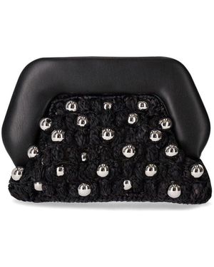 THEMOIRÈ Gea Straw Beads Clutch Bag - Black