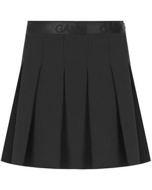 Ganni Falda mini plisada negra - Negro