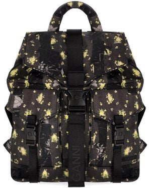 Ganni Re-Tech Washed-Effect Backpack - Black