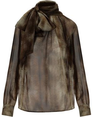 Elisabetta Franchi Lizard Blouse - Brown