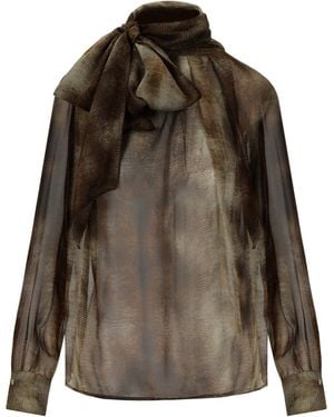 Elisabetta Franchi Lizard Blouse - Brown