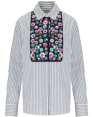 Essentiel Antwerp Horleans weisses und blaues hemd