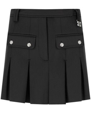 Ganni Black Pleated Mini Skirt