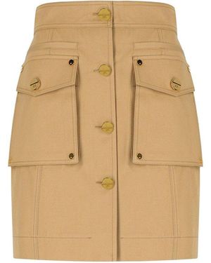 Elisabetta Franchi Camel Mini Skirt With Pockets - Natural
