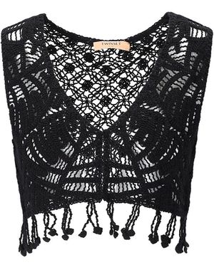 Twinset Top Crochet - Nero