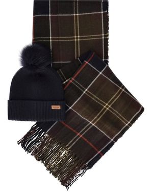 Barbour Set gorro+bufanda dover/hailes tartan - Negro