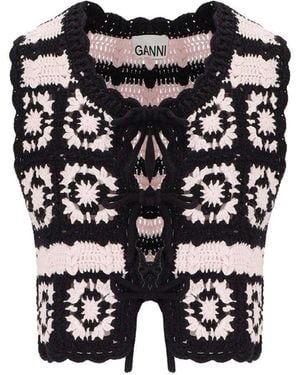 Ganni Und rosa crochet weste - Schwarz