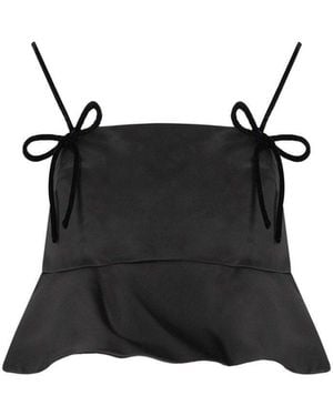 Ganni Duchesse Satin Top - Black