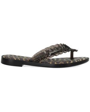 Ganni Animal Print Flip-Flops - Brown