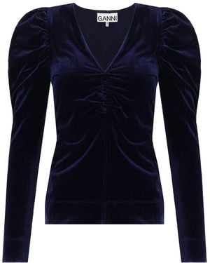 Ganni Velvet Top - Blue