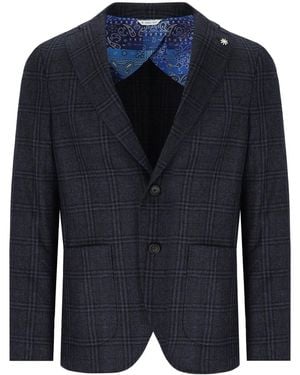 Manuel Ritz Giacca Monopetto Tartan - Blu
