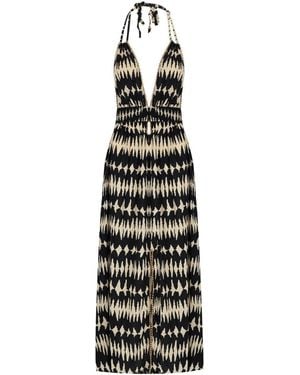 PAHIESA FORMENTERA Bicolour Sleeveless Long Dress - Black