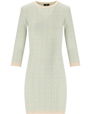 Elisabetta Franchi Butter Acqua Monogram Knitted Dress - Grün