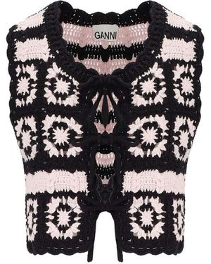 Ganni Und rosa crochet weste - Schwarz