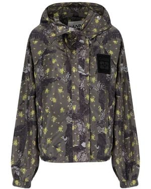 Ganni Nylon Washed-Effect Jacket - Black