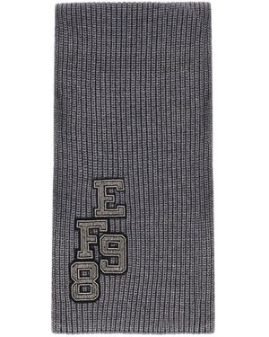 Elisabetta Franchi Steel Melange Ribbed Scarf - Grey