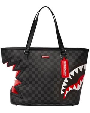 Sprayground Shark Bite Sharks In Paris Grey Shopping Bag - Black