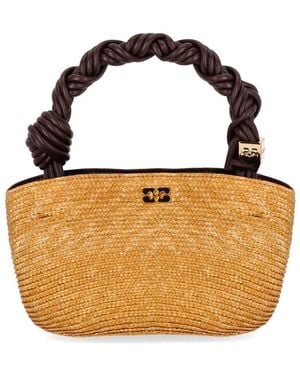 Ganni Bou Mini Raffia Natural Handtasche - Braun