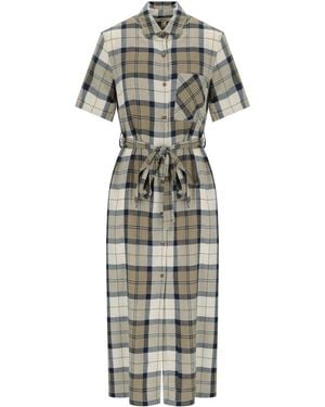 Barbour Fern Tartan Midi Dress - Grey