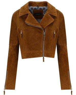 Myskin Fringed Short Jacket - Brown