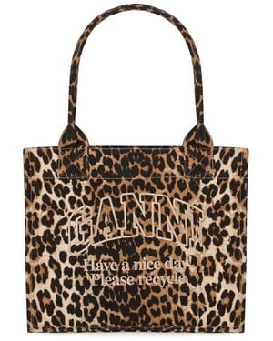 Ganni Animalier Large Shopping Bag - Black