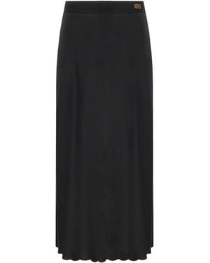 Elisabetta Franchi Satin Midi Skirt - Black
