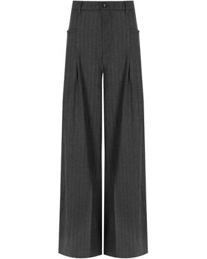 White Sand Pantalone Wide Leg Antracite - Grigio