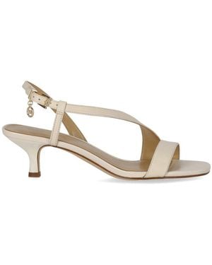 Michael Kors Jaida Kitten Light Cream Heeled Sandal - Metallic