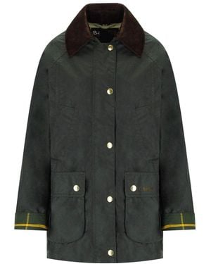 Barbour Beadnell Wax Salbeigrüne Jacke - Schwarz