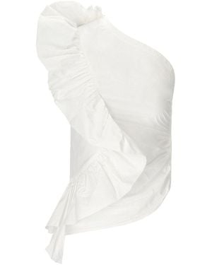 Essentiel Antwerp Weiße Asymmetrische Rüschenbluse