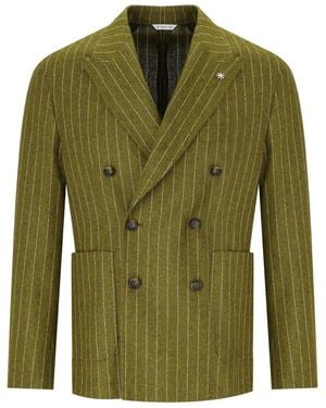 Manuel Ritz Giacca Doppiopetto Gessata - Verde
