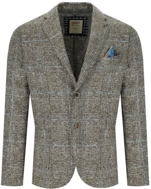 Bob Chaqueta de botonadura sencilla dover check azul claro - Gris