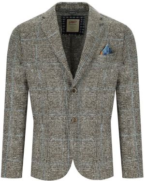 Bob Dover check hellblau einreihige jacke - Grau