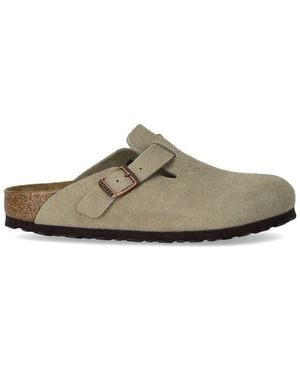Birkenstock Clog Boston Suede Taupe - Marrone