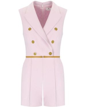 Elisabetta Franchi Tuta Corta Con Bottoni Quarzo Curry - Rosa