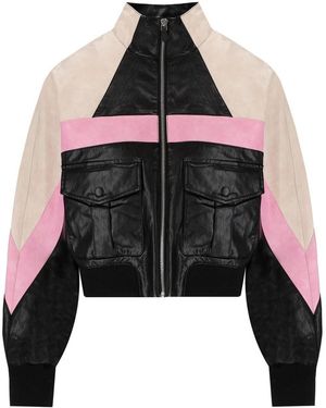 Essentiel Antwerp Enable Driekleurig Patchwork Bomberjas - Zwart
