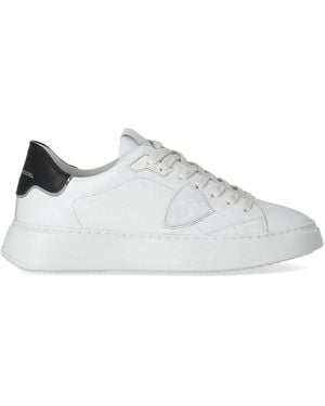 Philippe Model Tempel Wit Zwart Leer Sneaker