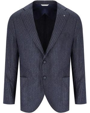 Manuel Ritz Pinstripe Single-Breasted Jacket - Blue
