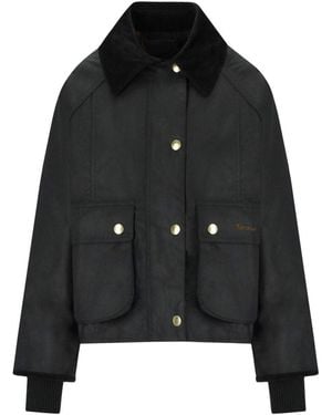Barbour Beadnell Wax Schwarze Crop Jacke