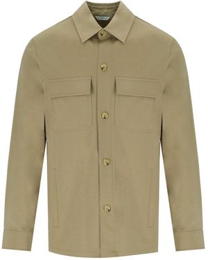 Manuel Ritz Giacca Camicia Sabbia - Verde