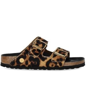 Birkenstock Ciabatta Arizona Fur Hex Leopardate Natural - Marrone