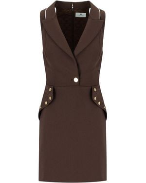 Elisabetta Franchi Coffee Cut-Out Dress - Brown